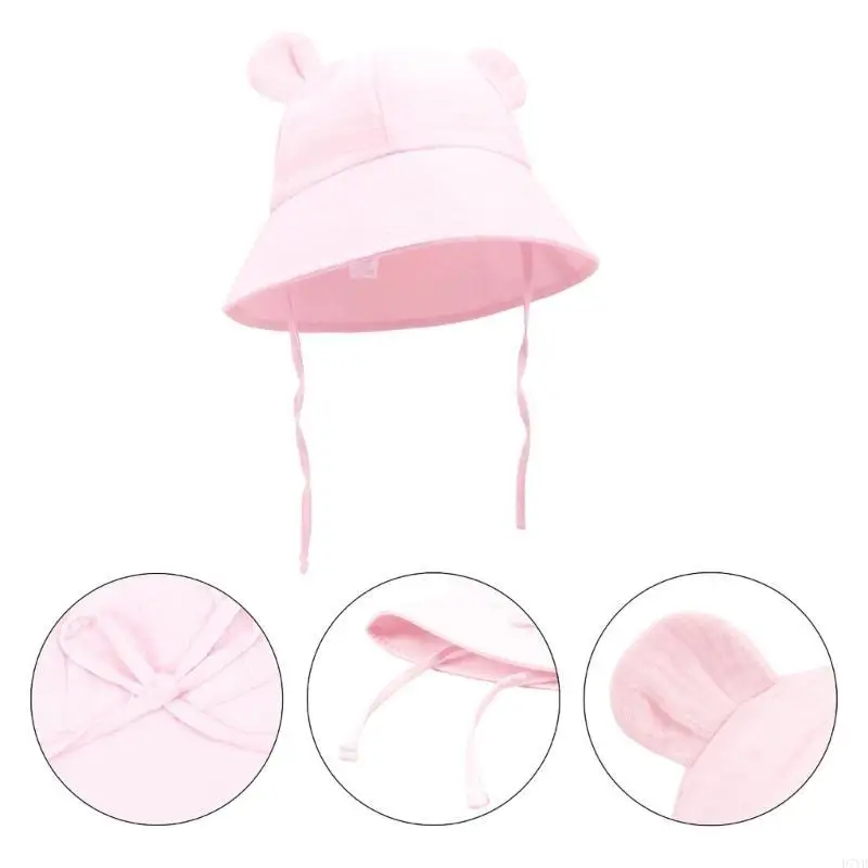 D7YD Gorro pescador para bebé con Color sólido, gorros elegantes y suaves para sombrilla, gorro lavabo algodón, gorro 0 - imagen 3