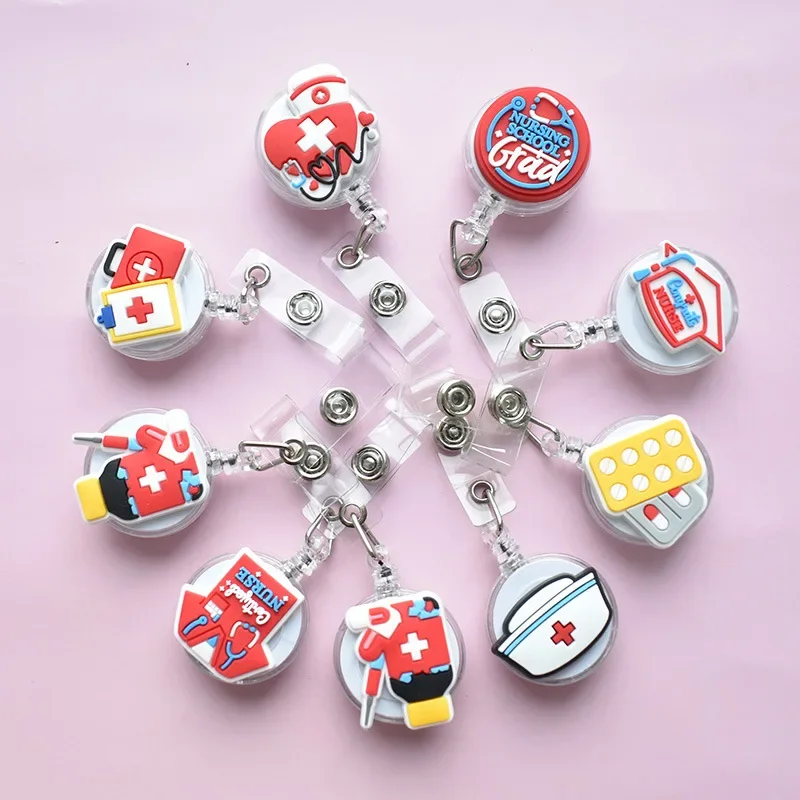 Suministros médicos bonitos, carrete de insignia retráctil de silicona de 60cm, exposición de Estudiante, Enfermera, Tarjeta De Nombre, tarjeta de identificación, pecho, 1 ud. - imagen 3
