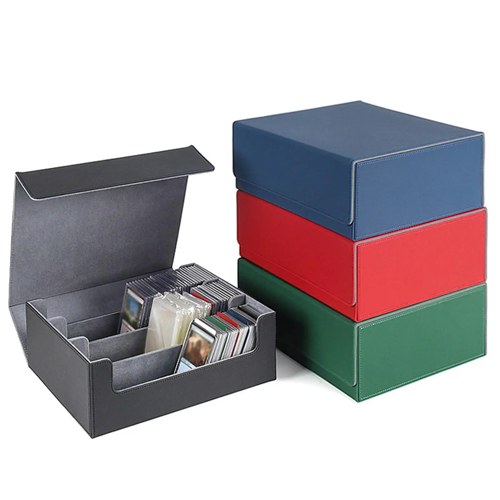 Card Deck Box Game Card Storage with 10 Card Dividers Sleeved Cards Holder Sports Cards Case