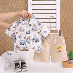 Nueva ropa de verano para bebés, traje para niños, camisa de dibujos animados, pantalones cortos, 2 unids/set, ropa infantil, disfraz informal para niños, chándales para niños