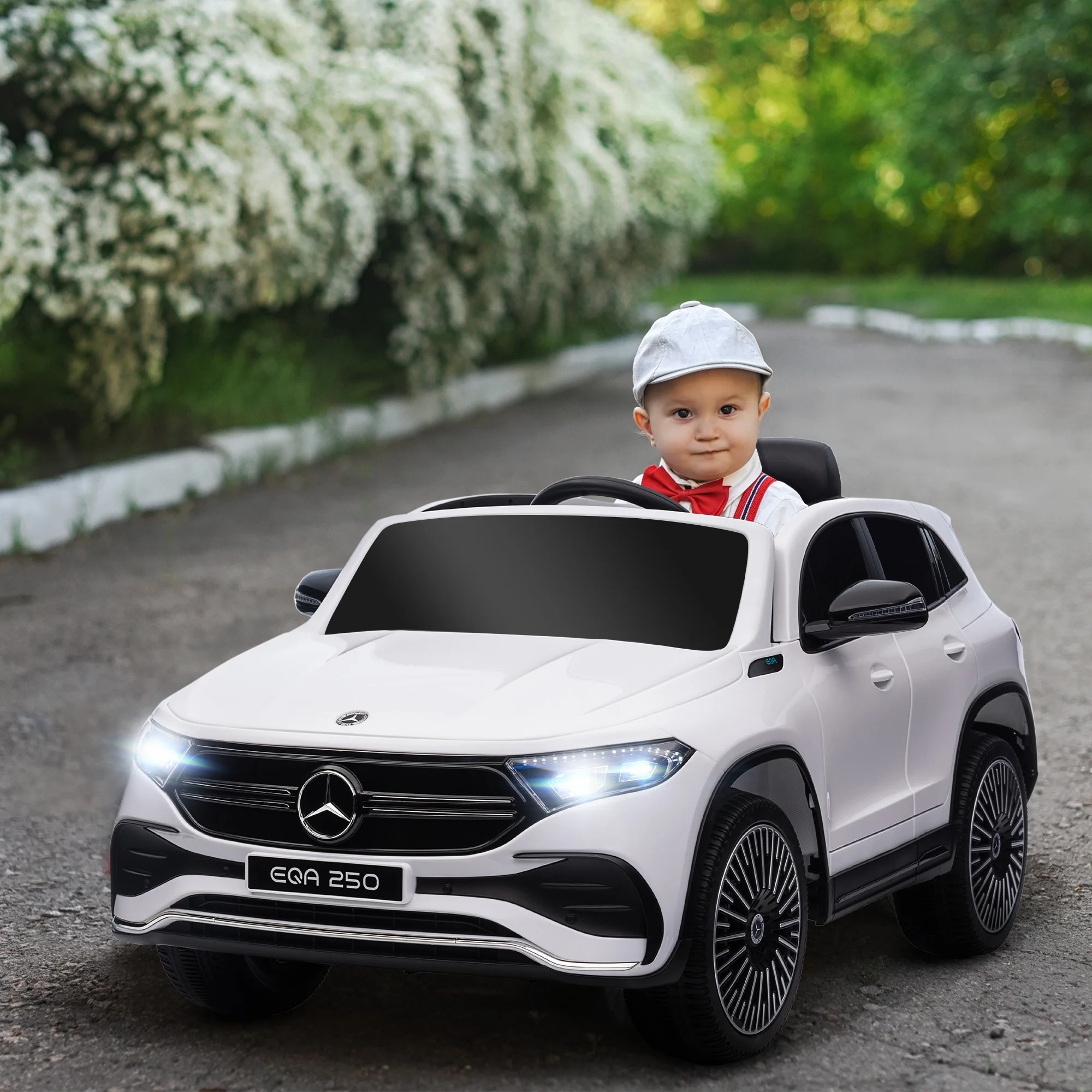 HOMCOM Coche Eléctrico para Niños Mercedes-Benz EQA Coche de Batería 12V con Control Remoto Música Bocina Velocidad 3-8 km/h para Niños de 3-8 Años 111,5x69x52,5 cm Blanco - imagen 2