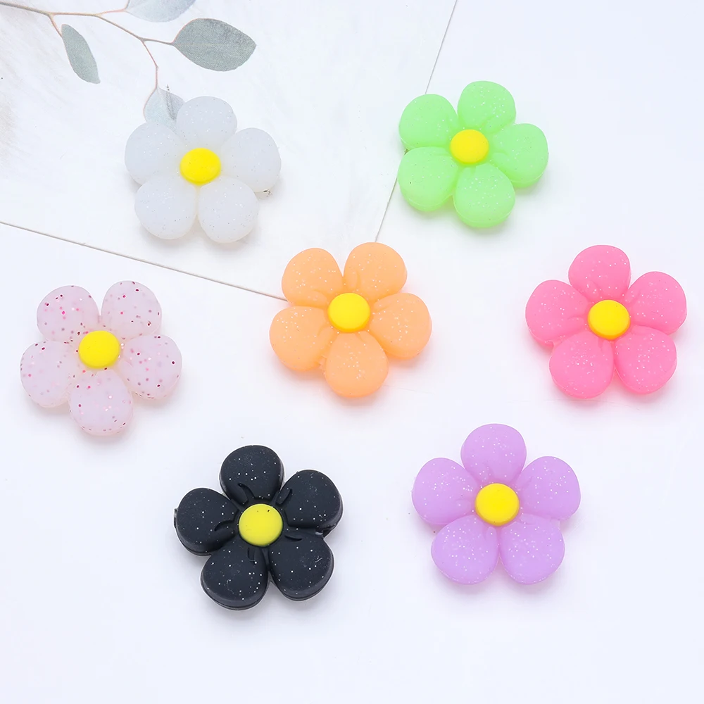 7 Uds. De cuentas de silicona con forma de flor de 27mm, sin Bpa, cadena de chupete para bebé, cuentas de dentición masticables para lactancia, accesorios para collar DIY - imagen 4