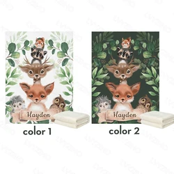 LVYZIHO Manta polar personalizada bosque animal bebé
