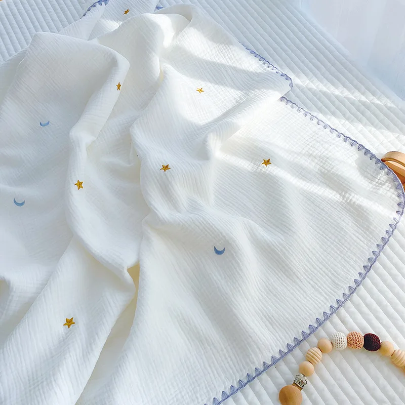 Manta muselina de algodón con estrellas bordadas para bebé - imagen 4