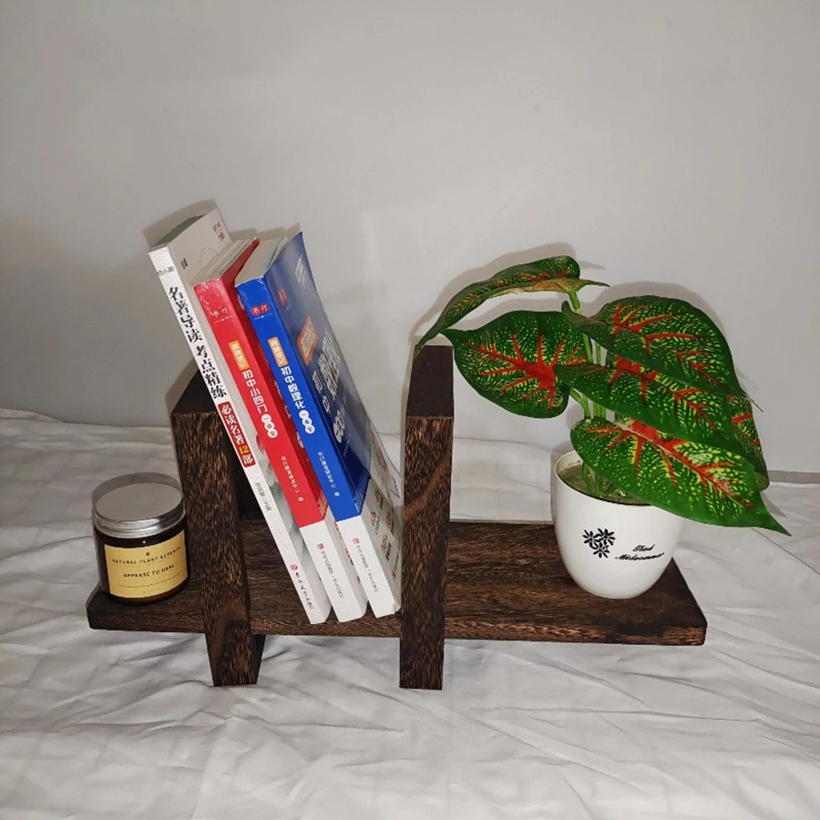 Pequeña estantería de escritorio creativa de bambú para oficina en casa, organizador de escritorio para estudiantes, estante de almacenamiento de libros - imagen 4