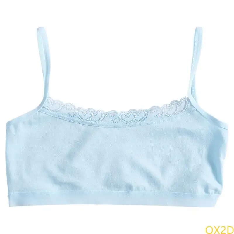 QX2D Beathable Teen Lace Bra para pubertad Girl 4 Opciones algodón Bras entrenamiento - imagen 2