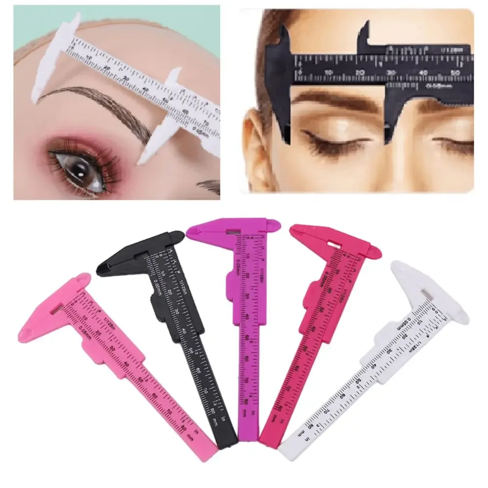 Herramientas de medición de maquillaje portátiles de 80mm, calibrador Vernier de medición de cejas de plástico, calibrador de Microblading para tatuaje, regla permanente