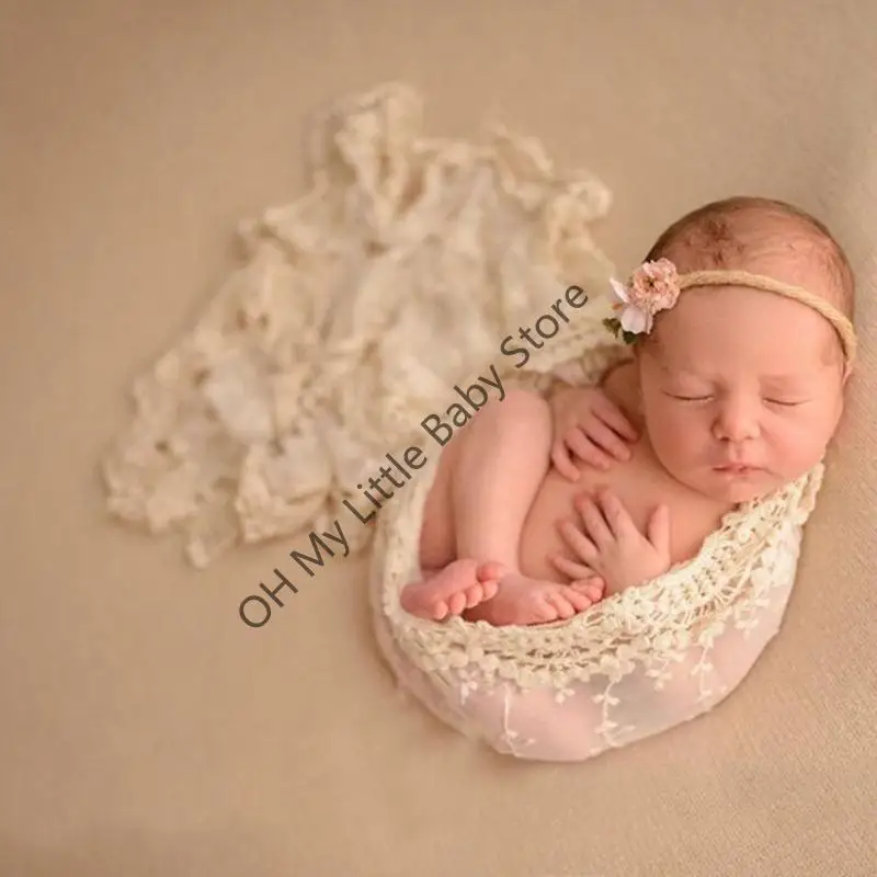 M76C envolturas fotográficas encaje para bebé recién nacido, manta suave para fotografía infantil, accesorios DIY