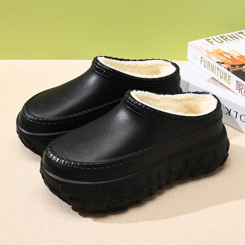 Zapatillas impermeables de Otoño Invierno para mujeres y hombres, zapatos de plataforma para interiores y exteriores, chanclas cálidas antideslizantes de EVA suave para el suelo del hogar para parejas - imagen 4