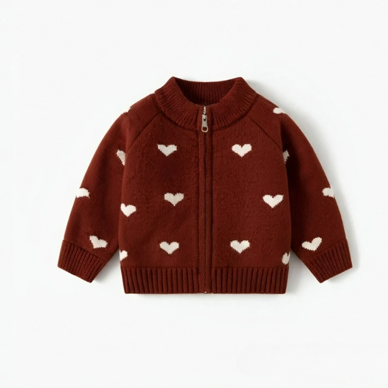 Cárdigan de punto rojo para niña de Año Nuevo, chaqueta de suéter cálida gruesa de otoño e invierno, Top festivo para bebé, suave y agradable para la piel - imagen 3