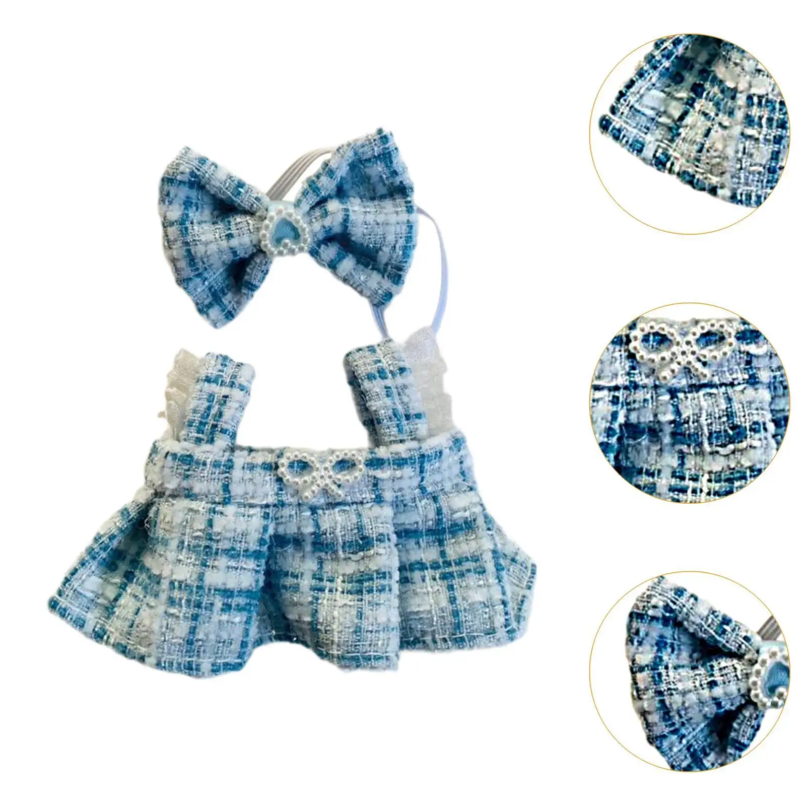Plush Doll Suspender Skirt DIY Clothing Pretend Play Fashion Educational Photo Props with Hair Accessory Dress up for 15cm 17cm