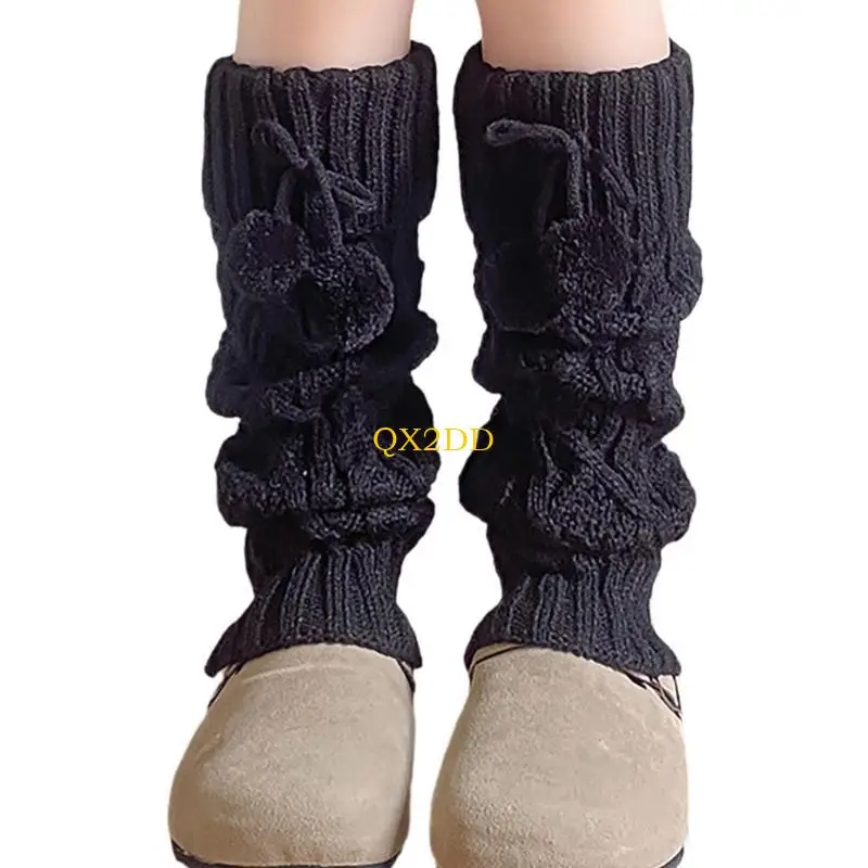 QX2D Calentadores piernas para niños, Funda Calcetines Punto Color sólido Dulce para niñas, cómoda - imagen 2