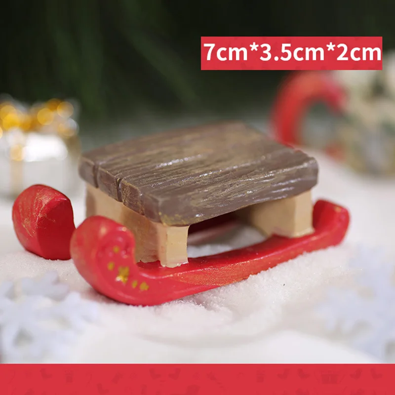 ESTATUILLA en miniatura de Navidad para esquiar, estatua de jardín de hadas, juguete artesanal de resina, adornos de coche, gato, ardilla, Sant Claus - imagen 4