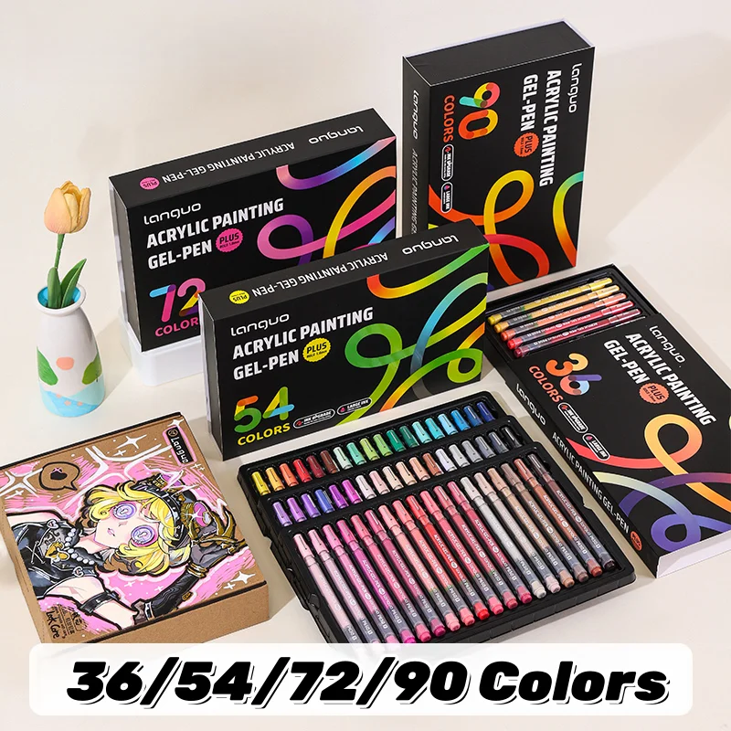 Bolígrafo de Gel para pintura acrílica, punta de 1mm, bolígrafos de tinta de gran capacidad, suministros de arte para diario, tarjetas, colorear, garabatos, suministros de colores apilables