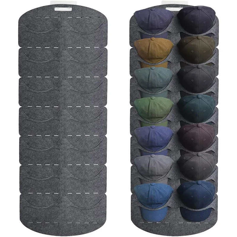 Organizadores de sombreros para colgar en la pared, armario de dormitorio, ahorro de espacio, gorra de béisbol, almacenamiento de fieltro, puerta trasera, bolsas de almacenamiento - imagen 5