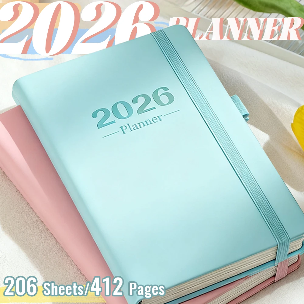 Planificador mensual semanal de cuero PU de primera calidad, agenda impermeable para gestión del tiempo, agenda con lista de tareas, configuración de objetivos, 2026