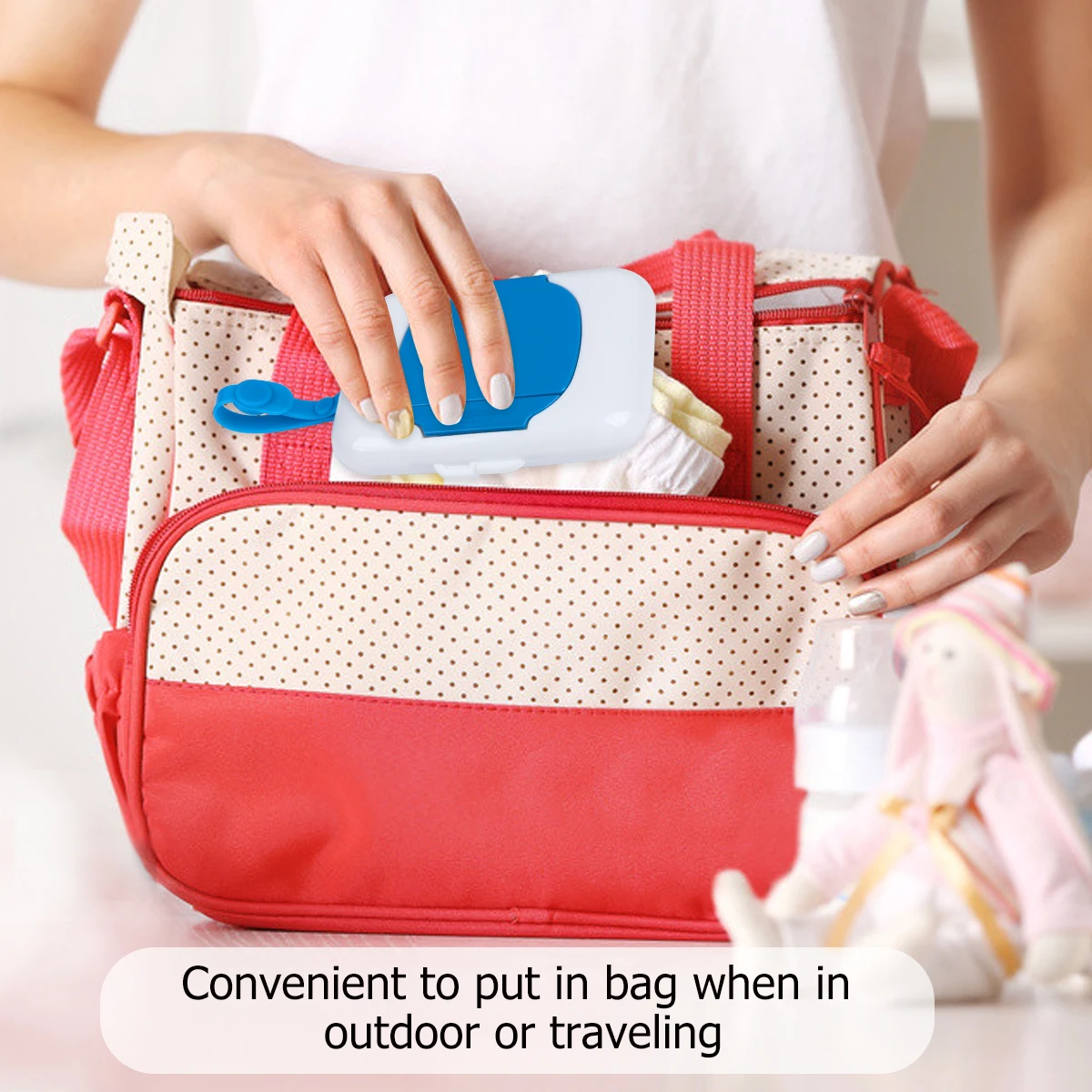 Estuche portátil para pañuelos húmedos para bebé, cinturón de silicona ligero y reutilizable, soporte colgante para cochecito, caja de almacenamiento de toallitas de viaje - imagen 2