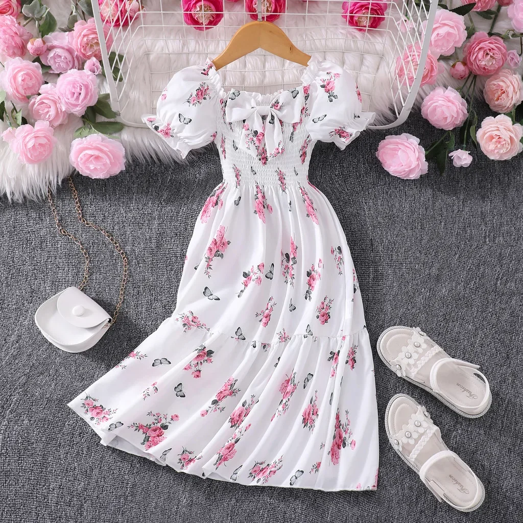 Vestido largo floral de verano para niñas – Elegante fiesta cumpleaños - imagen 4