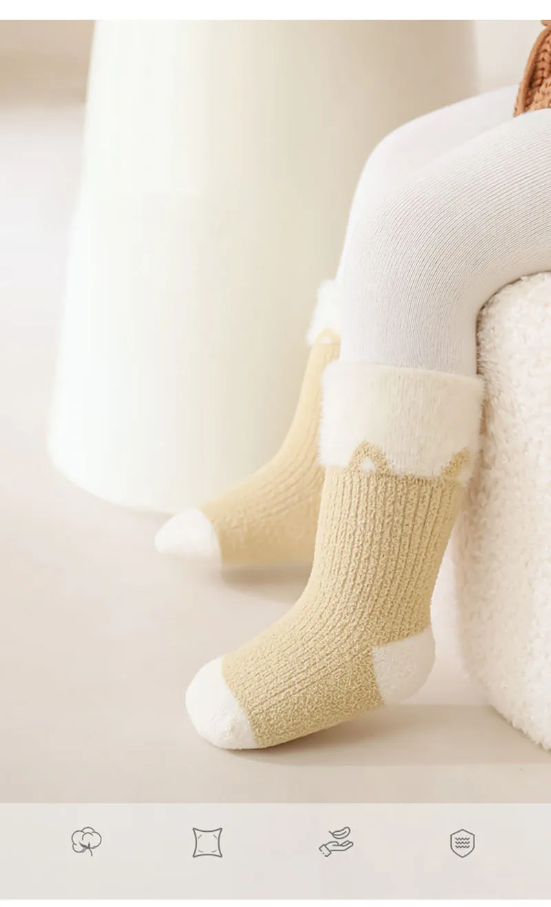 3 pares por lote MILANCEL nuevo invierno bebé en calcetines de tubo 0-5T polar acolchado cálido calcetines para niñas calcetines gruesos de dibujos animados para niños - imagen 2