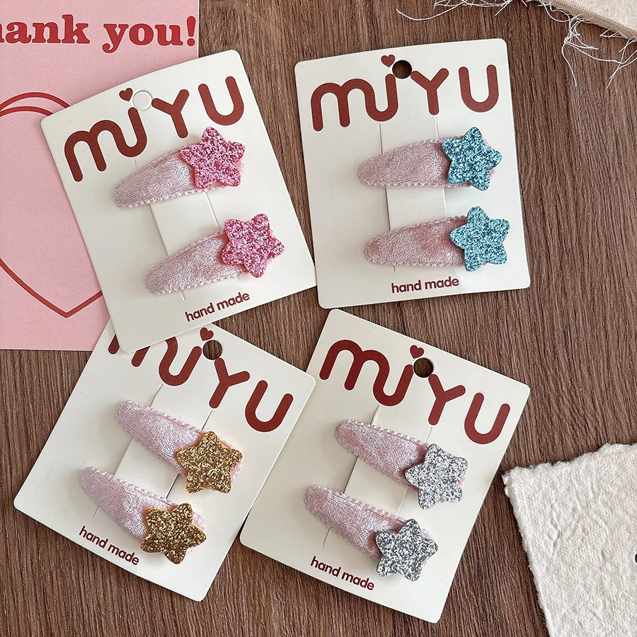 Coreano dulce terciopelo lentejuelas estrellas niños flequillo versátil Bb Clip pentagrama lindo horquilla sombreros niñas niños accesorios para el cabello