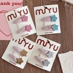Clips decorativos con estrellas para el pelo infantil – Estilo coreano con purpurina