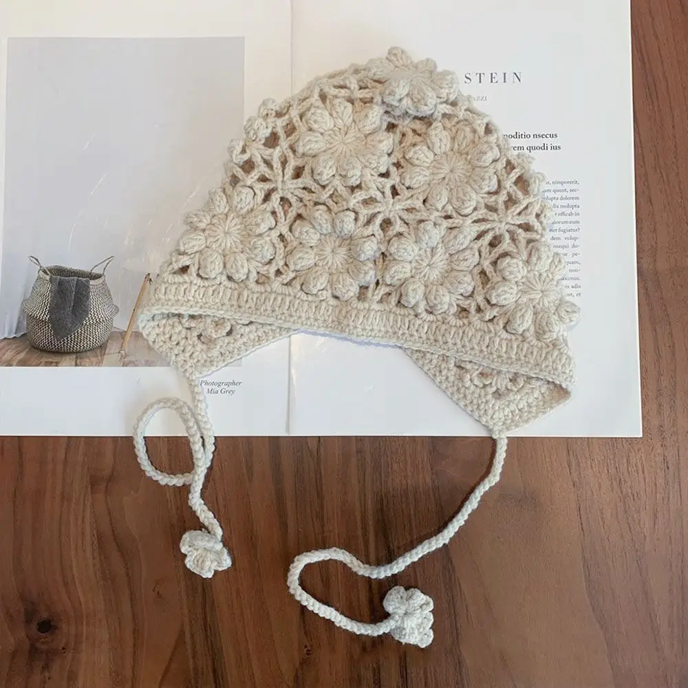 Gorro de punto transpirable hecho a mano para niños, gorro con flecos de ganchillo, gorro de princesa informal fino para niñas - imagen 4