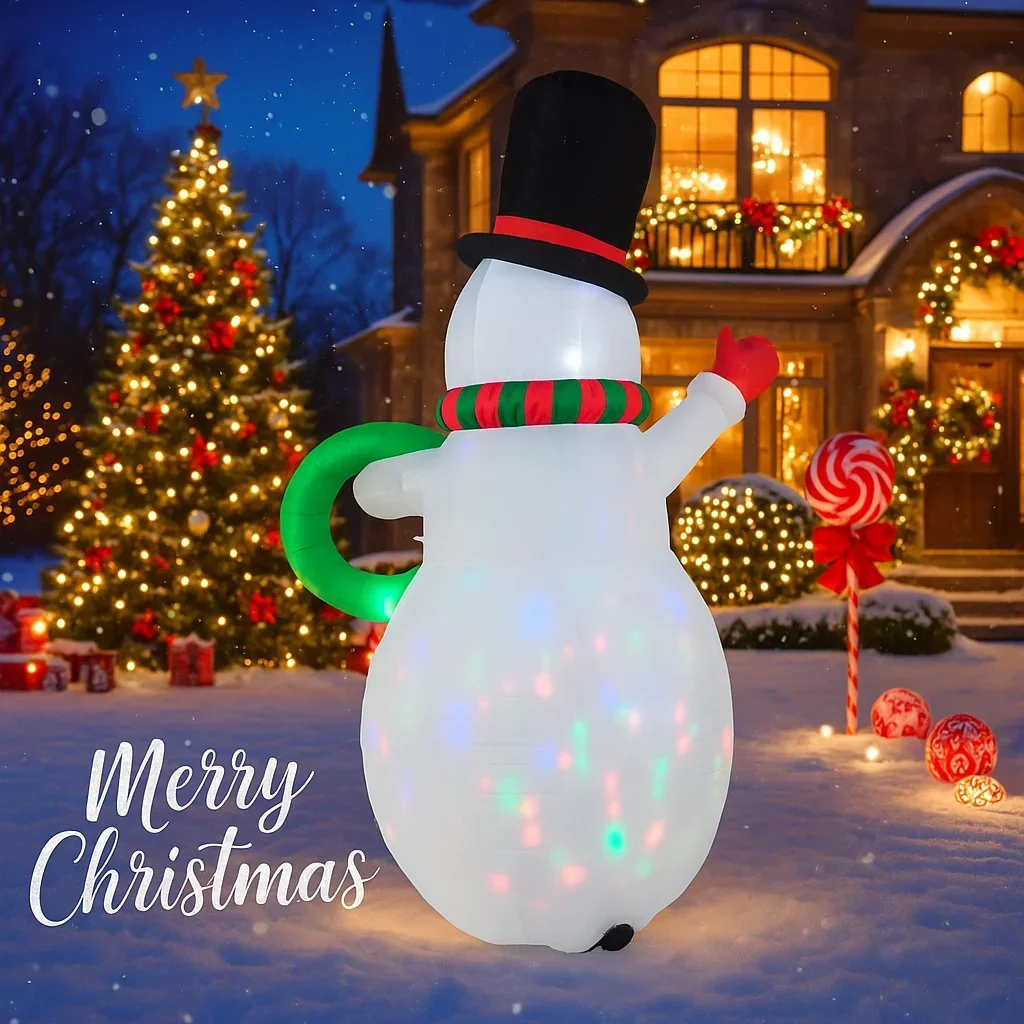 Guirnalda de muñeco de nieve de 7,8 pies, decoraciones navideñas inflables, adornos de Navidad, luces para exteriores, patio de casa, decoración para fiestas, juguetes, Reno - imagen 4