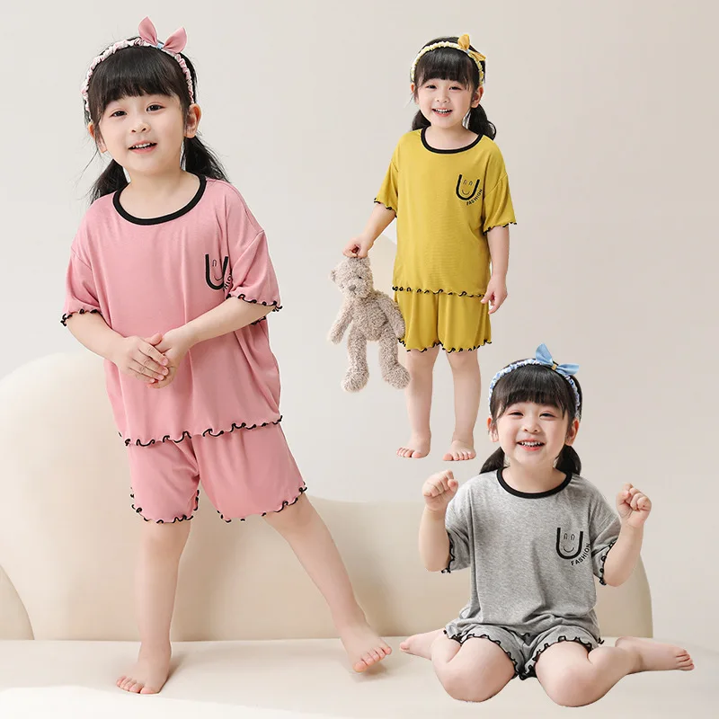 Pijama infantil de algodón suave – Color liso primavera - imagen 4