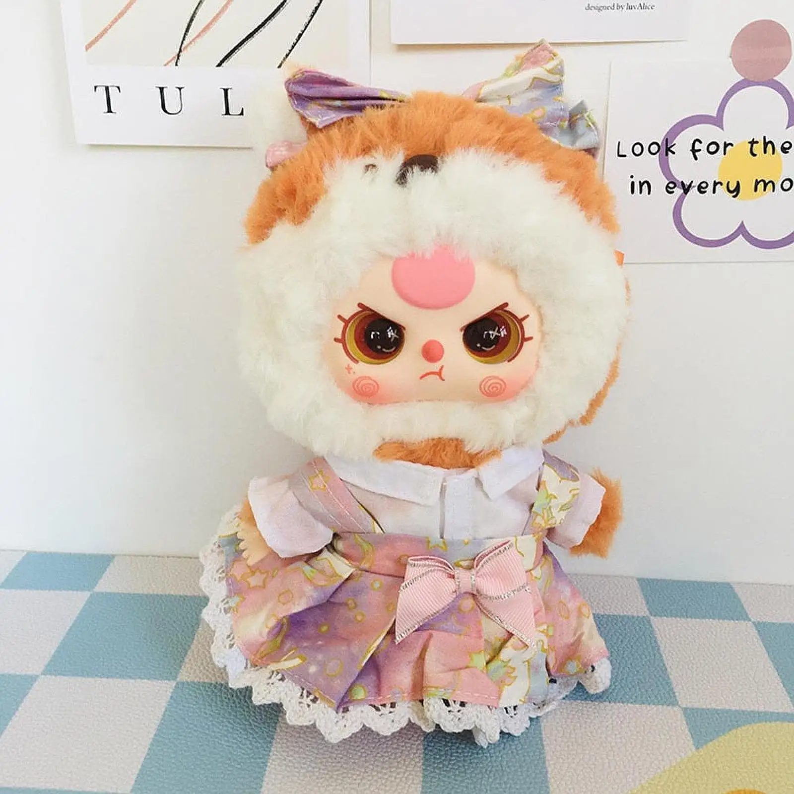 3-Pack Doll Wardrobe for 20cm Plush Figure - Includes Skirt, Top, And Hairband 3-Pack Doll Wardrobe for 20cm Plush Figure - Includes Skirt, Top, And Hairband