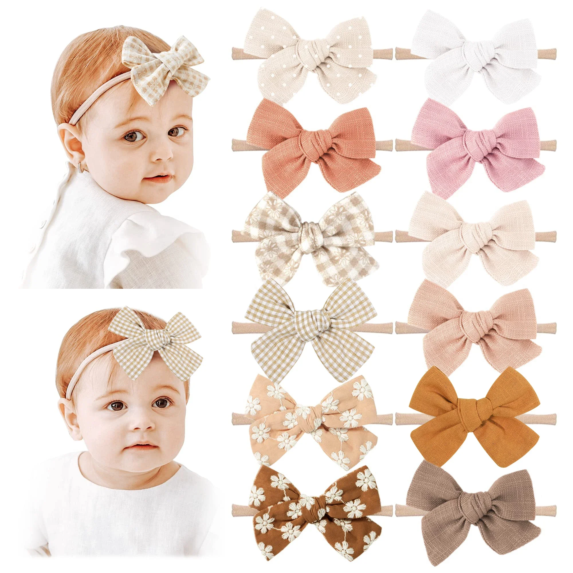 5 unids/set de diadema suave con lazo para bebé, bandas para el cabello de algodón y nailon para niñas y niños, accesorios para el cabello para recién nacidos, diadema para niños pequeños - imagen 4