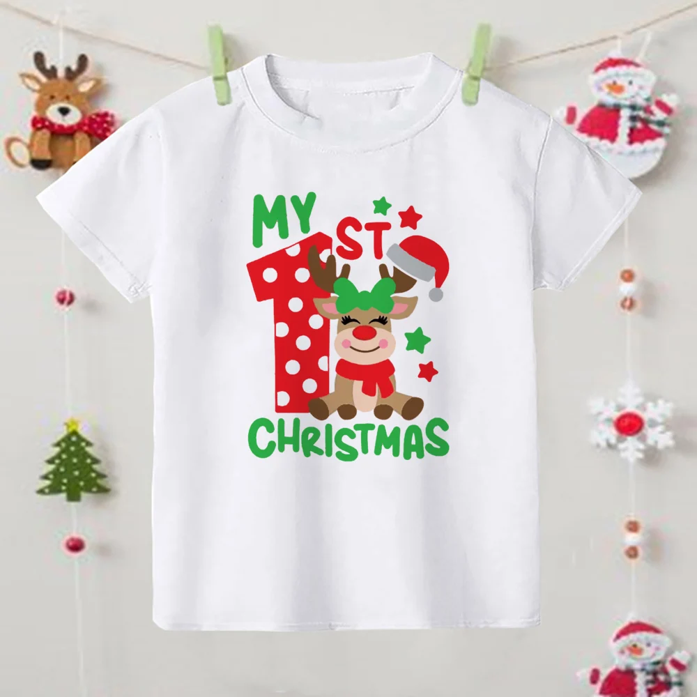 Mi 7. ° Navidad impreso 1-9 ropa navideña para niños, camiseta de manga corta para niños y niñas, camiseta gráfica para niños, camiseta navideña, regalos - imagen 3