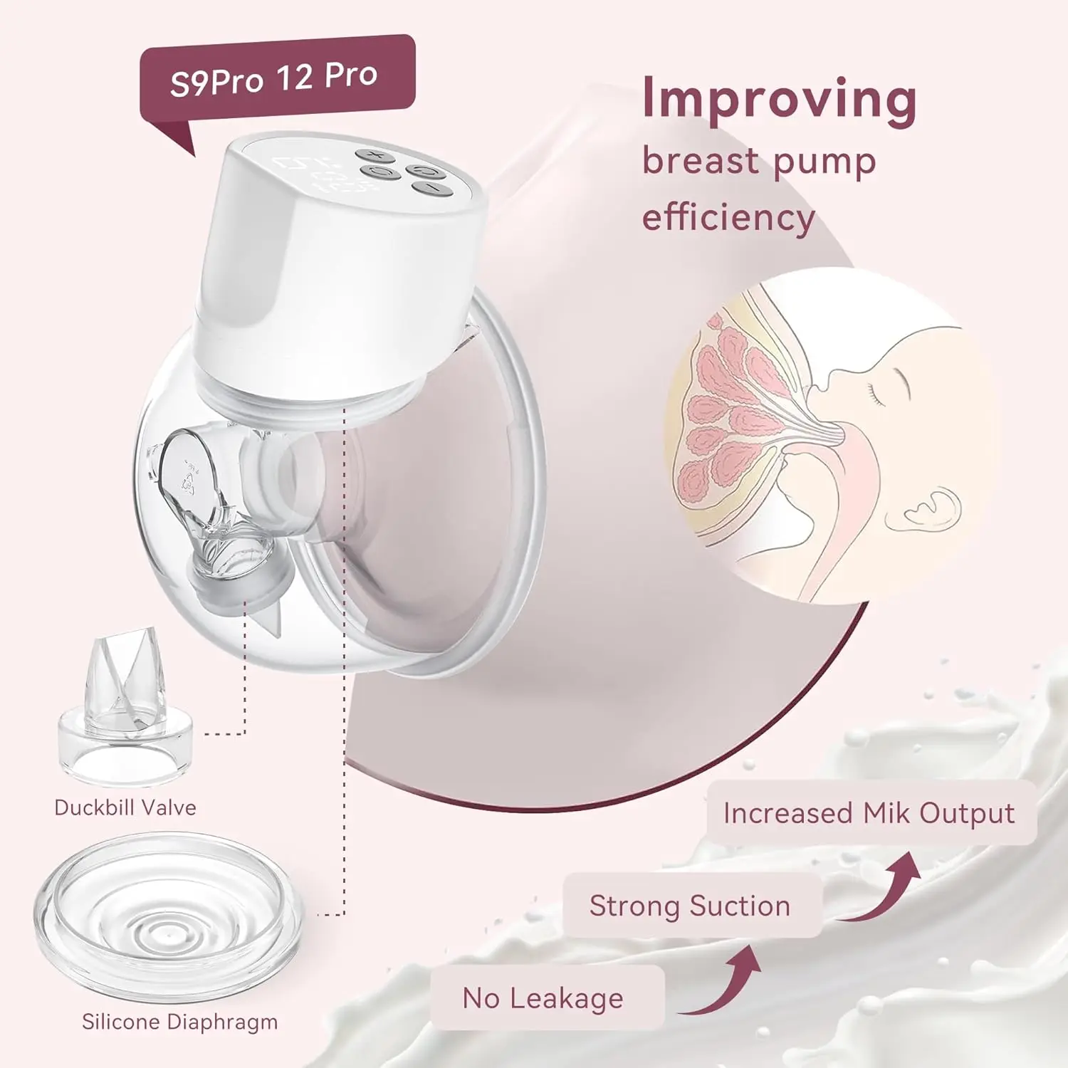 Diafragma de silicona con válvula de pico de pato S9 Pro/S12 Pro/S9/S12, Compatible con extractor de leche momcozy, reemplazo de extractor de leche eléctrico - imagen 2