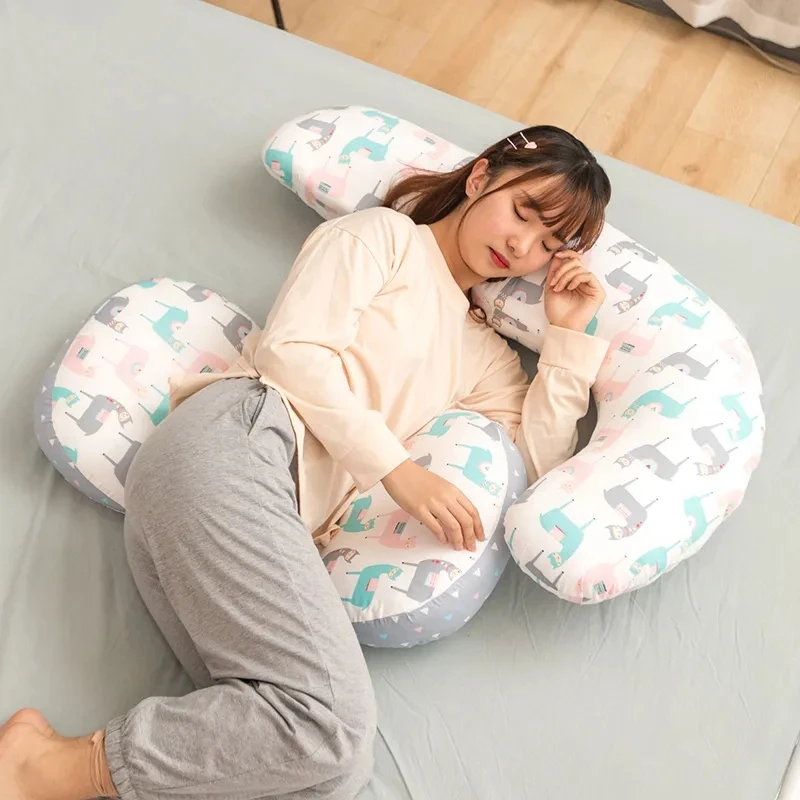 Almohada de algodón con Clip largo para embarazo, almohada lateral con soporte para la cintura para mujeres embarazadas, almohada lavable extraíble para mujeres embarazadas - imagen 3