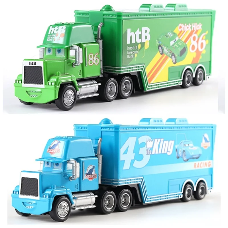 Disney Pixar coche 3 camión de juguete modelo Lightning McQueen Jackson coche en miniatura de aleación King Mike tío 1:55 camión remolque modelo juguete regalos - imagen 3