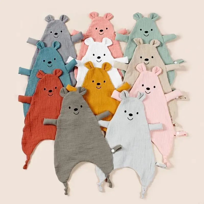 Manta muselina capas para bebé, cálida y transpirable, D7YD, manta bebé con oso bordado - imagen 4