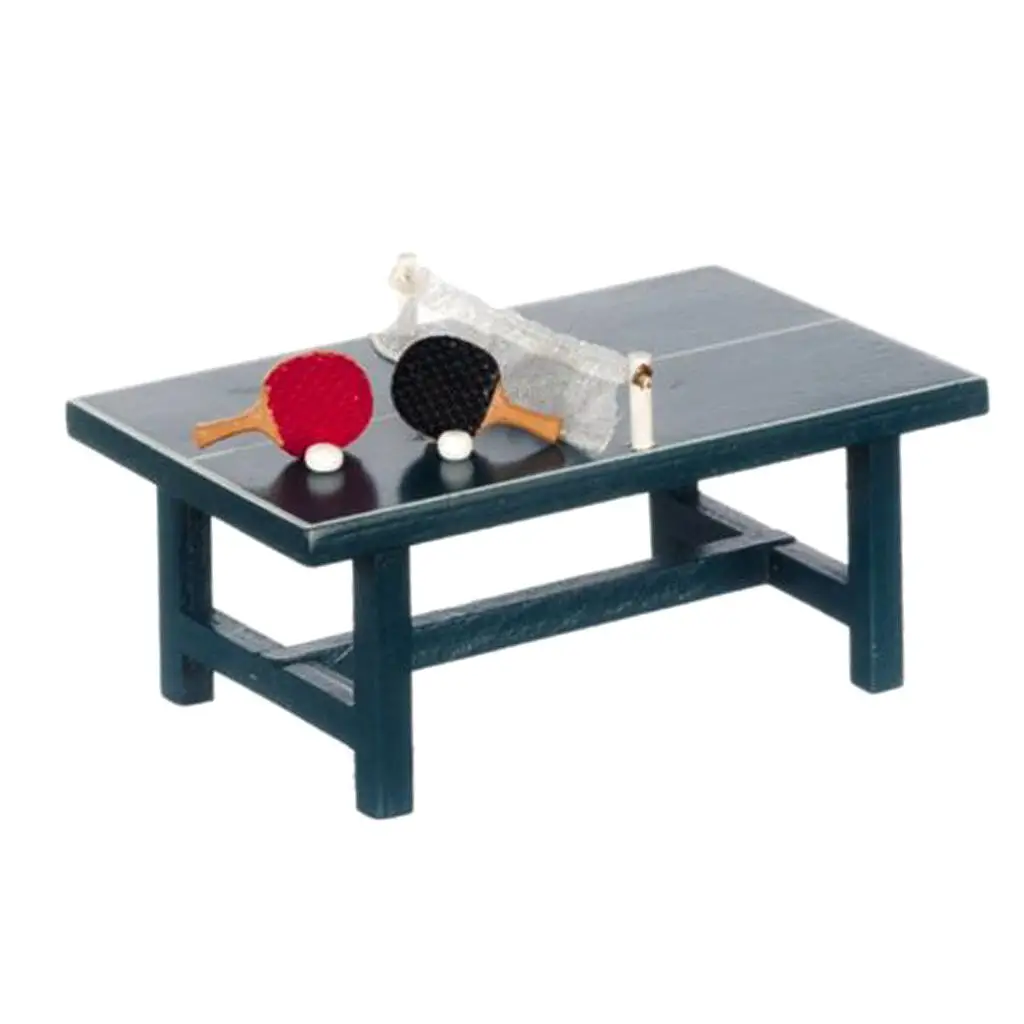 Juego completo de tenis de mesa para casa de muñecas a escala 1:12 con pelotas