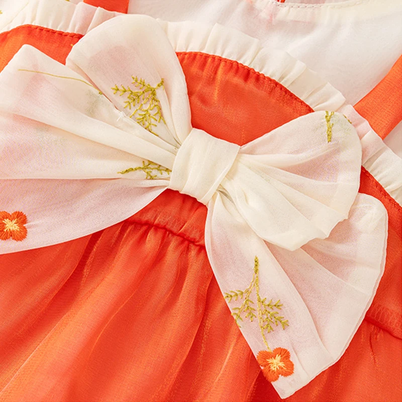 Primavera otoño ropa para niñas recién nacidas estilo chino lindo lazo de flores malla de algodón monos de manga larga y mameluco de una pieza para bebé BC238 - imagen 3