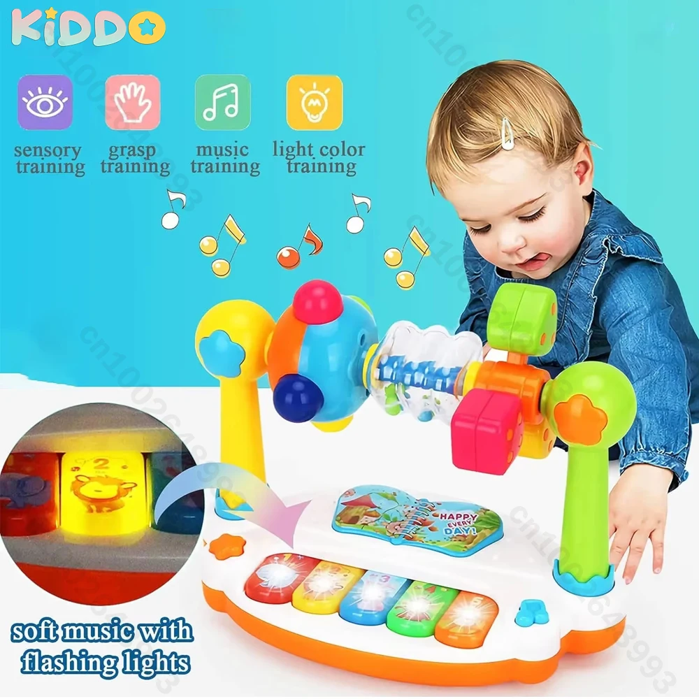Juguetes para bebés, Piano musical giratorio con sonido ligero, juguetes educativos de 1, 2, 3 años, teclado con sonido de animales, juego para niños de Navidad - imagen 4