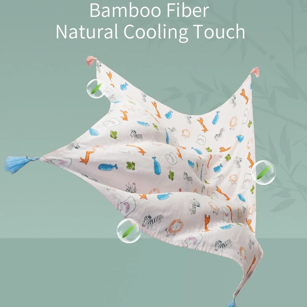 Toalla de baño INSULAR para recién nacido, manta suave de muselina para chico, tela envolvente de algodón para bebé, manta para bebé, tela orgánica con borlas, verano 110x156CM - imagen 4