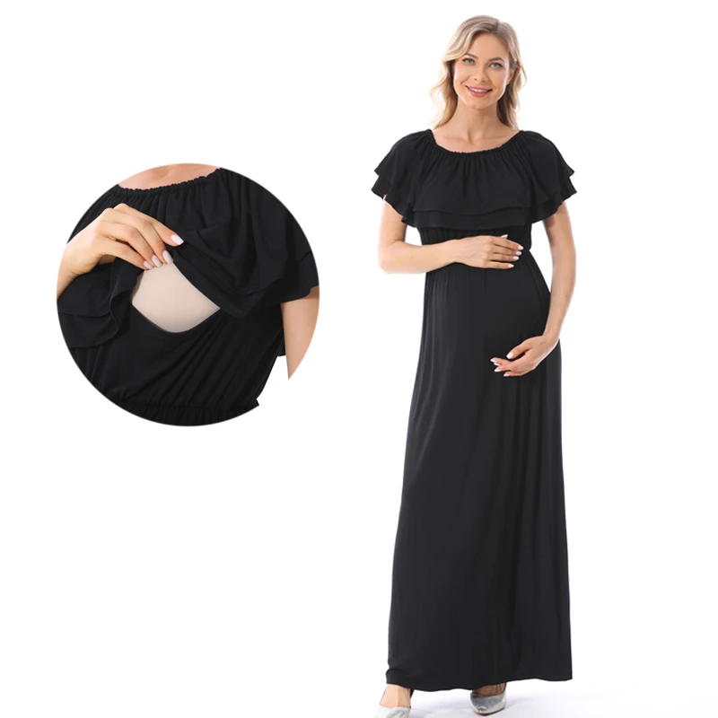 Vestido premamá lactancia talla grande para sesión de fotos embarazo - imagen 4
