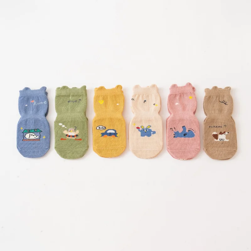 Calcetines antideslizantes de dibujos animados para niños pequeños, calcetines de algodón para niñas y niños, calcetines Unisex para interiores y exteriores para bebés recién nacidos en las cuatro estaciones, novedad - imagen 5
