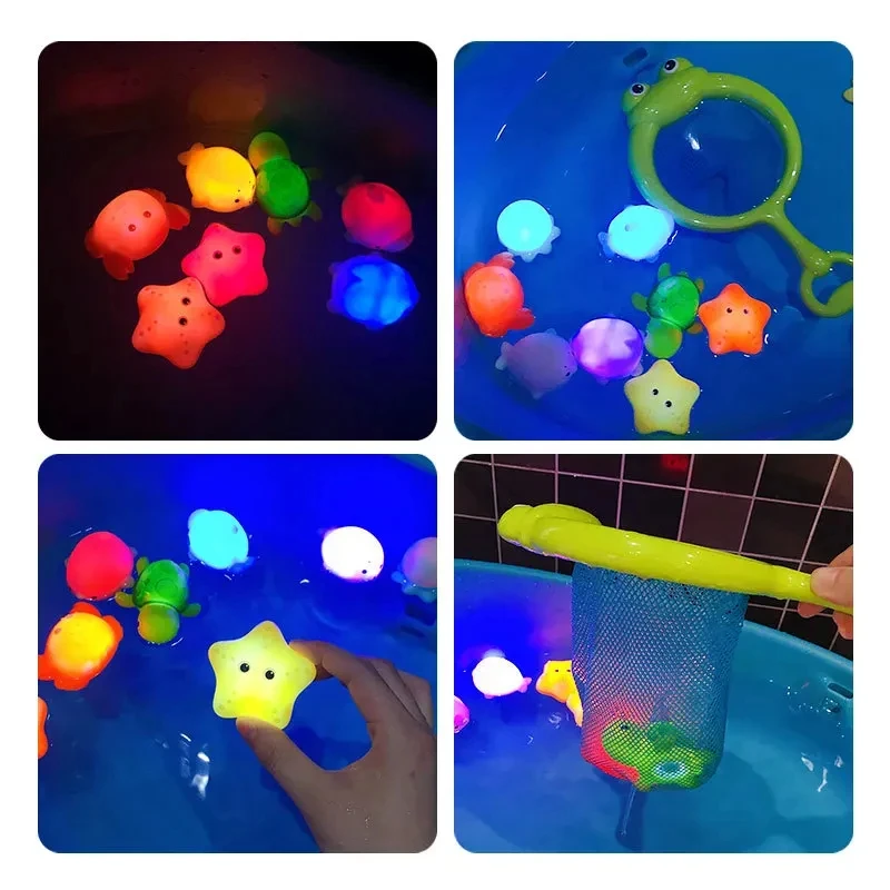 Juguetes de baño para bebé, bañera, juguetes con luz LED, luces subacuáticas impermeables que cambian de colores, juguetes de baño para niños y niñas, regalo de cumpleaños - imagen 3