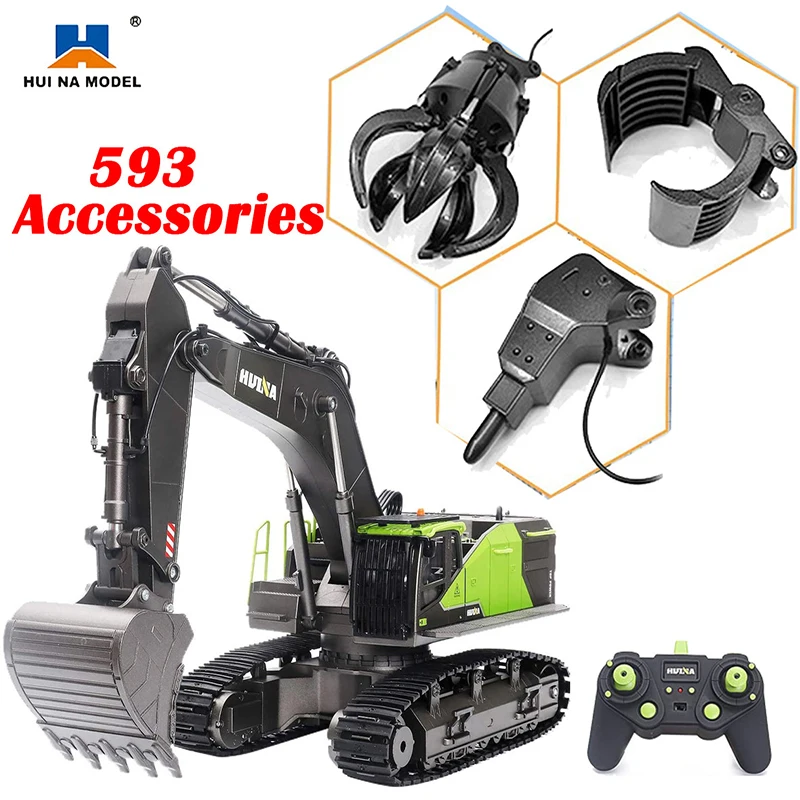 Huina 1593 accesorios de excavadora RC Kit actualización adicional brocas aleación alicates pinza agarre madera golfista Control remoto - imagen 5
