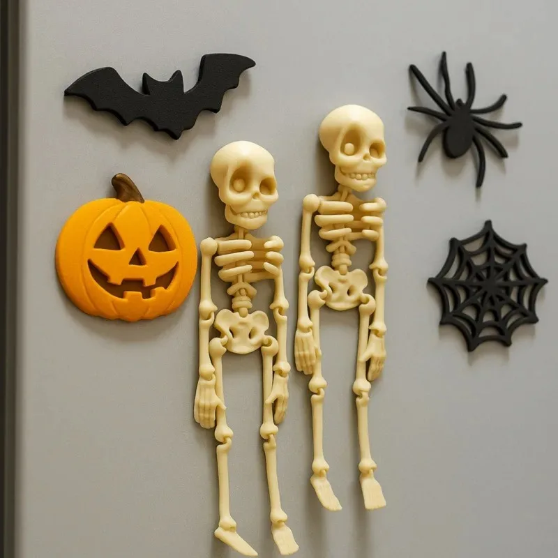 Imanes de nevera de Halloween, imán de esqueleto Poseable 3D, articulaciones móviles, decoración de refrigerador, adorno creativo DIY, regalo de Halloween - imagen 4