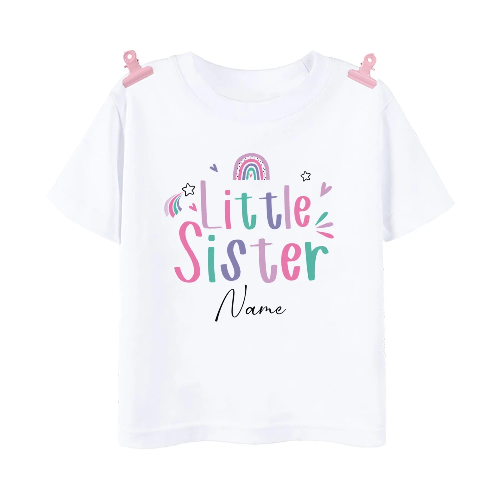 Camiseta personalizada a juego con estampado de hermana mayor y hermana pequeña, camiseta personalizada con nombre para niños y niñas, camiseta para hermanos, camiseta de manga corta para niños - imagen 5