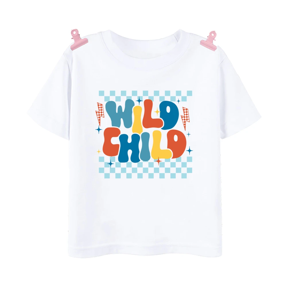 Camiseta con estampado de niño salvaje, ropa Retro de manga corta, atuendo de verano, camisetas blancas - imagen 3