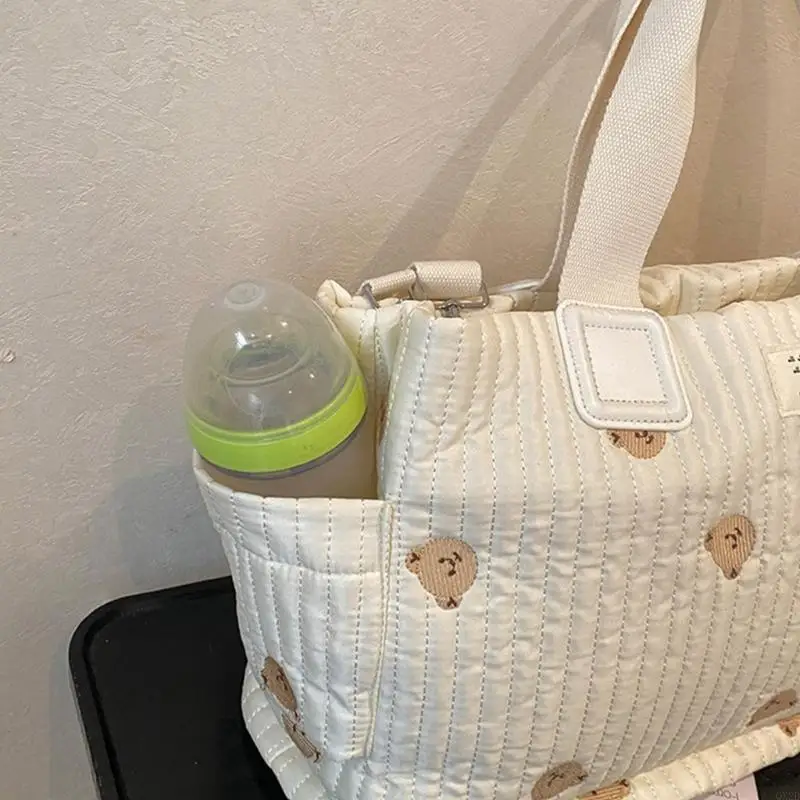 Bolso de mamá de gran capacidad para fácil almacenamiento de biberones y pañales con diseño bordado - imagen 2
