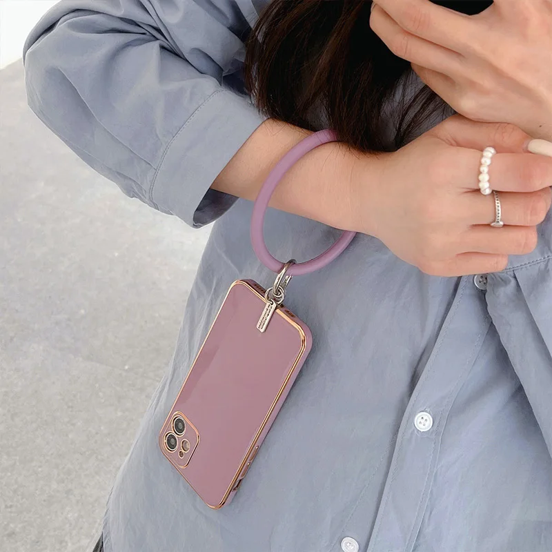 Cordón de pulsera para iPhone, Samsung, Huawei, Xiaomi, funda de teléfono móvil, correa de muñeca de silicona antipérdida, llavero de coche, 1 unidad - imagen 4