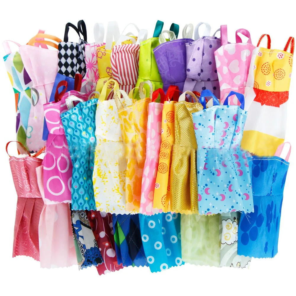 35 artículo/juego de accesorios para muñecas, 10 vestidos bonitos de moda mixta, 10 zapatos, 4 gafas, 6 collares, 2 bolsos, 3 coronas, vestido para muñeca Barbie - imagen 2