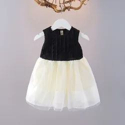 Vestido de verano princesas niñas malla sin mangas elegante